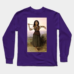 The Shepherdess - William Adolphe Bouguereau Long Sleeve T-Shirt